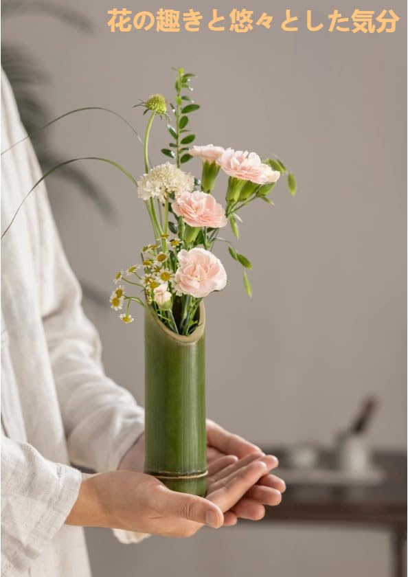 花瓶 竹 3点セット　竹型花瓶 Amazon.co.jp: WRITWAA 3個 竹 花瓶 小 竹 プランター 竹 花